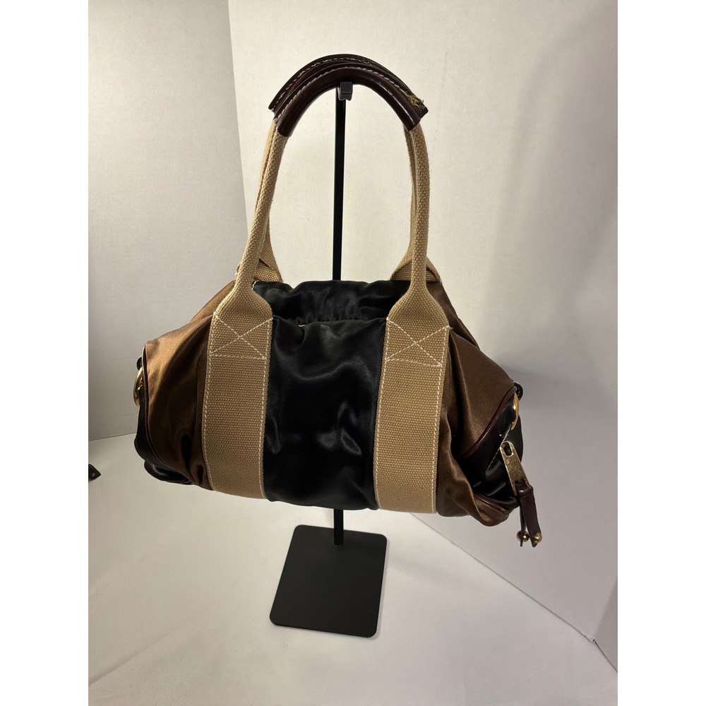 Marc Jacobs Satchel Bag Women Medium Brown Nylon Leather Mixed Media Italy - Picture 7 of 8